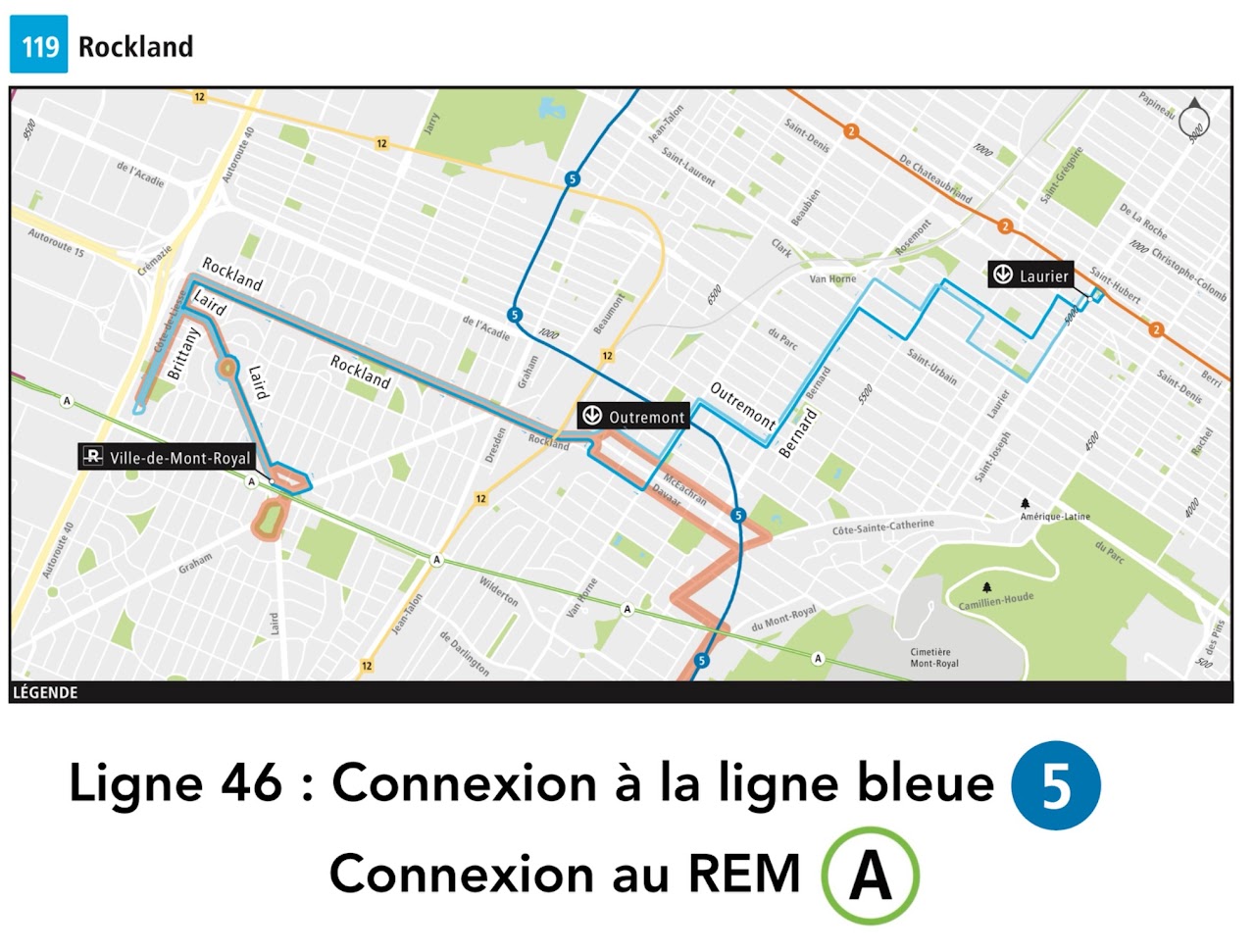 Carte de la ligne 119 Rockland