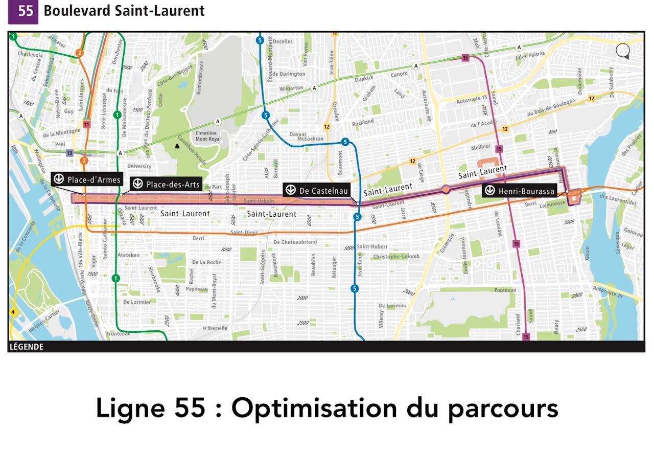 Carte de la ligne 55