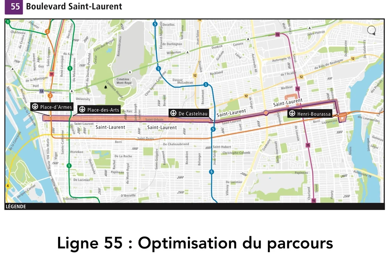 Carte de la ligne 55