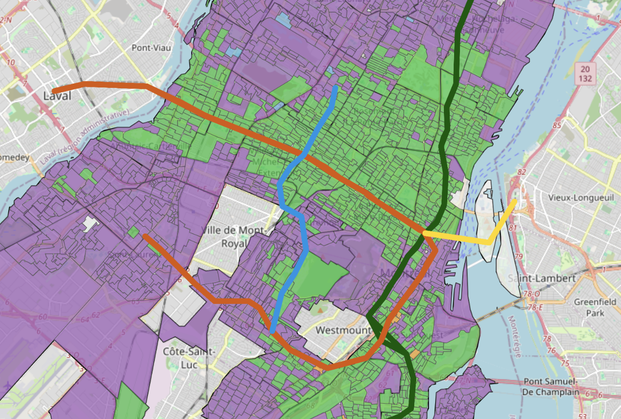 Sections de vote avec métro
