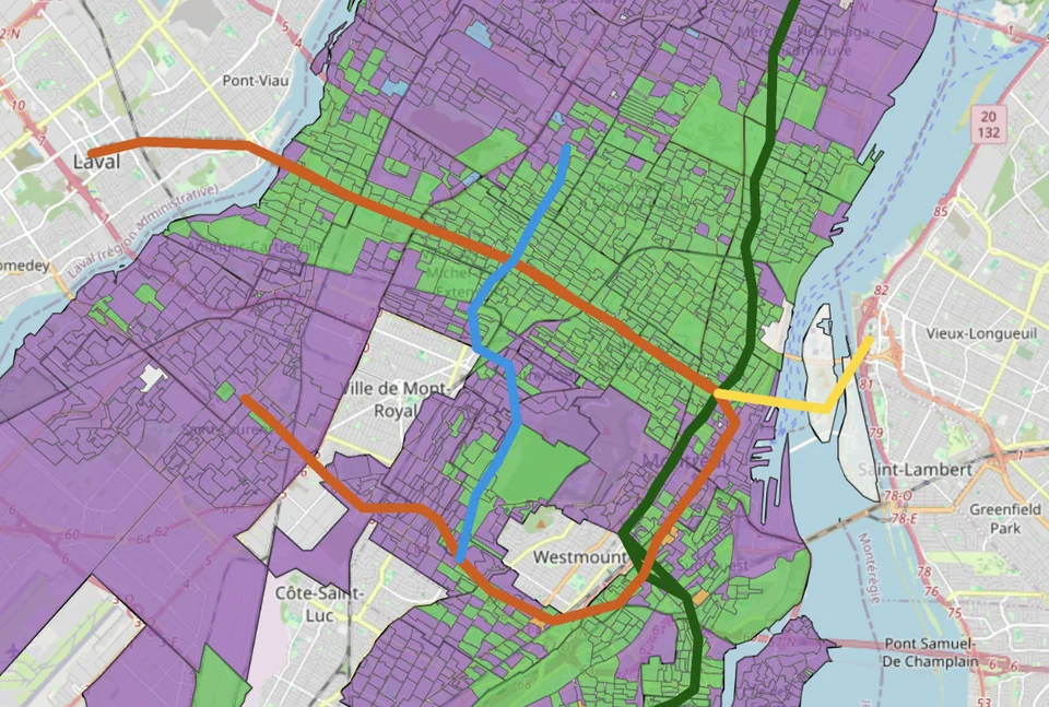 Sections de vote avec métro
