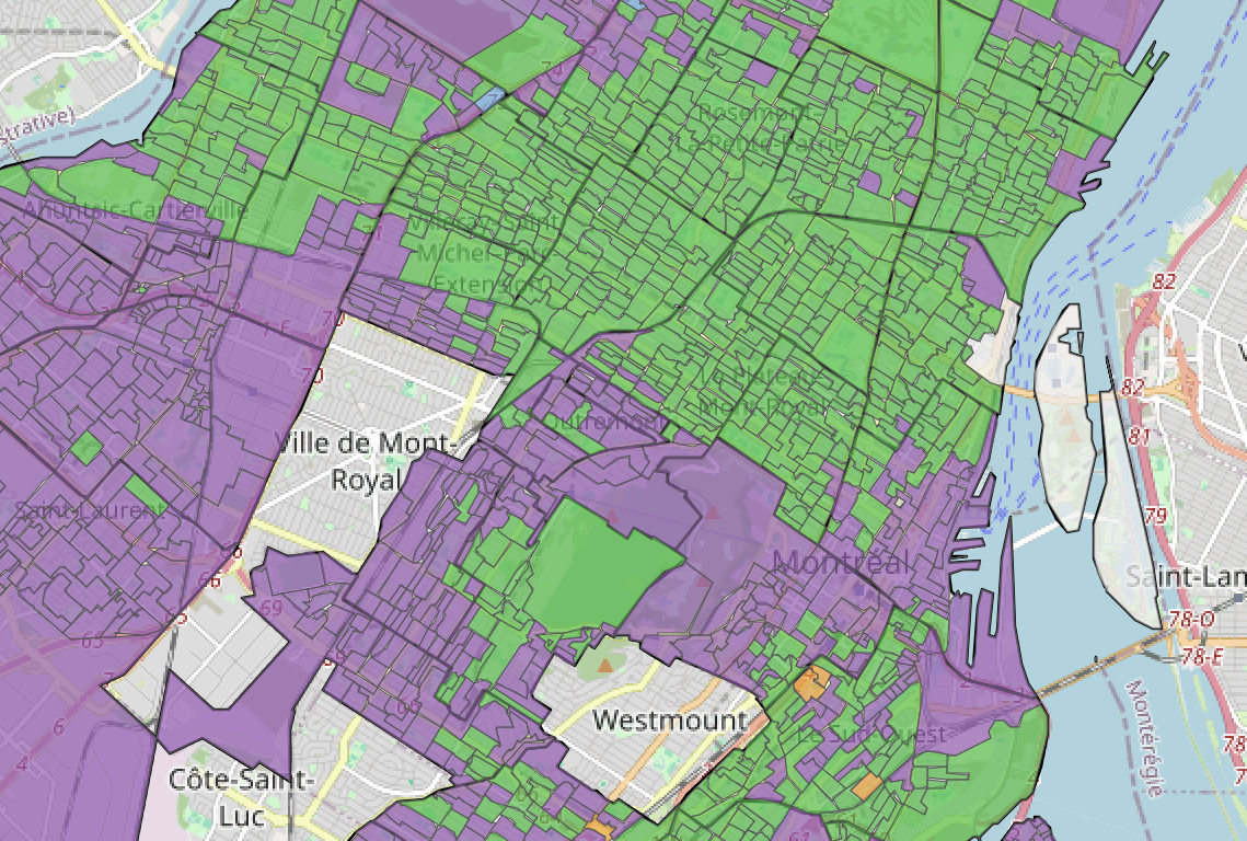 Carte par sections de vote