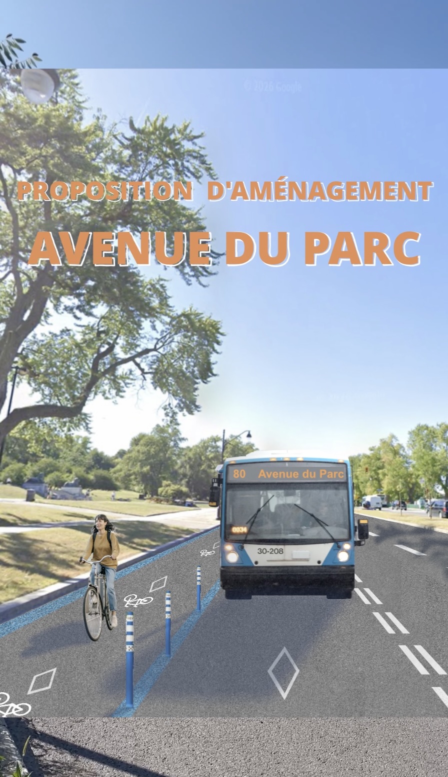 Proposition d'aménagement de l'avenue du Parc : voie réservée et piste cyclable