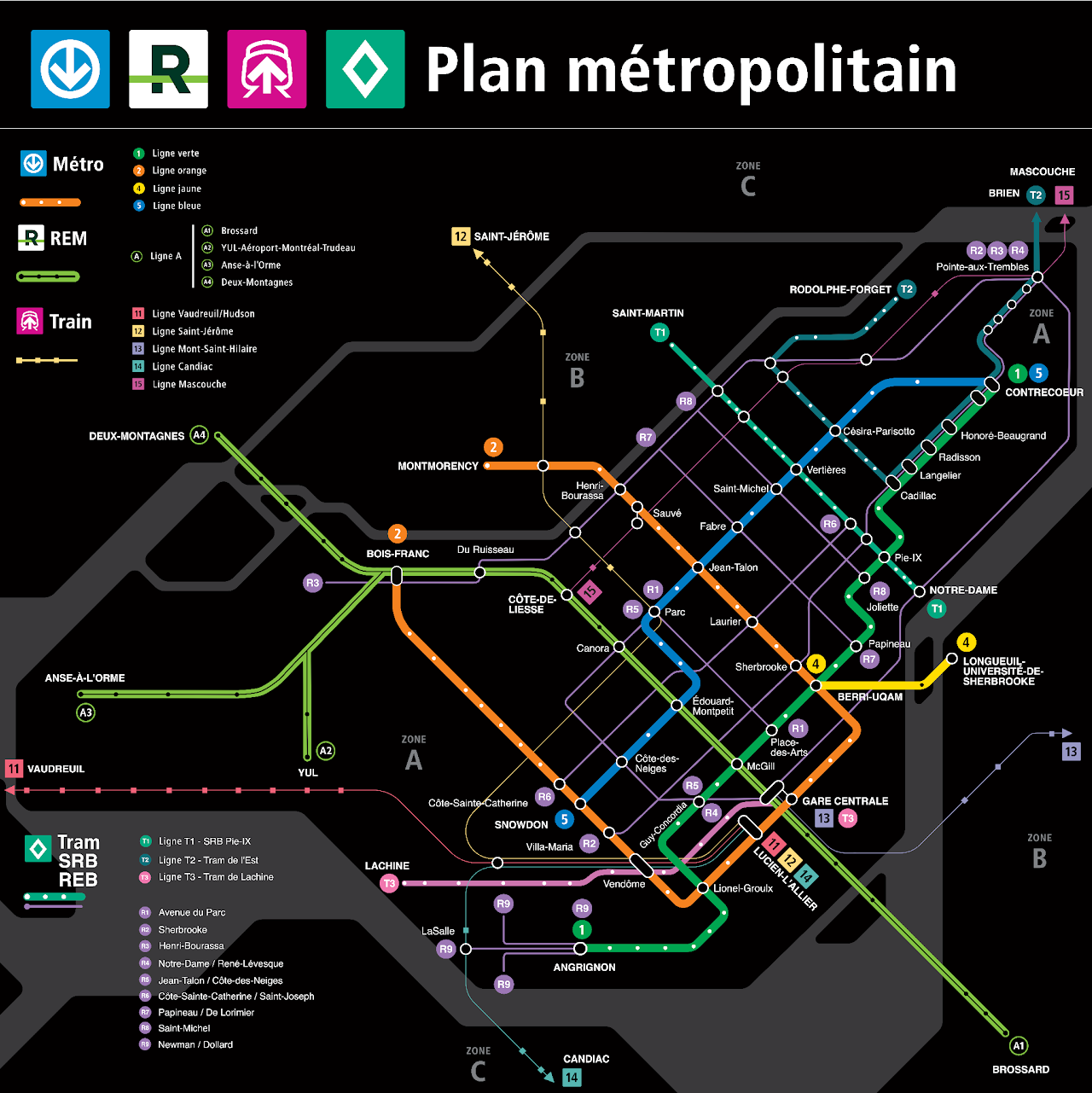 Plan réseau métropolitain — prolongements métro et REB