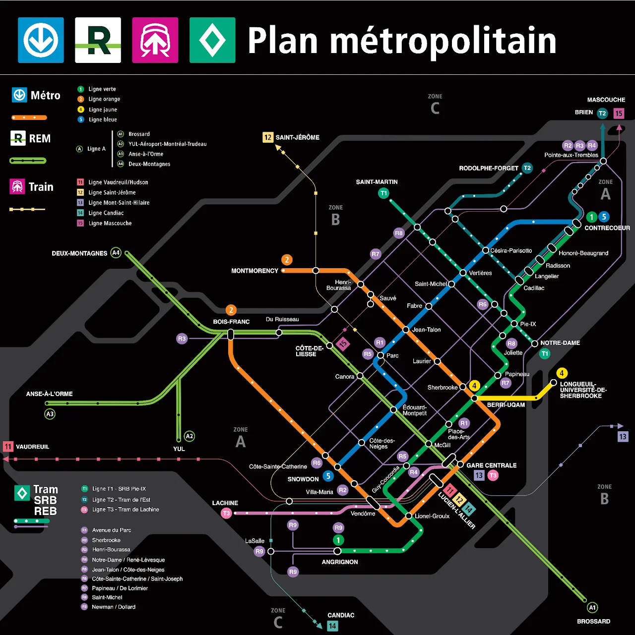 Plan réseau métropolitain — prolongements métro et REB